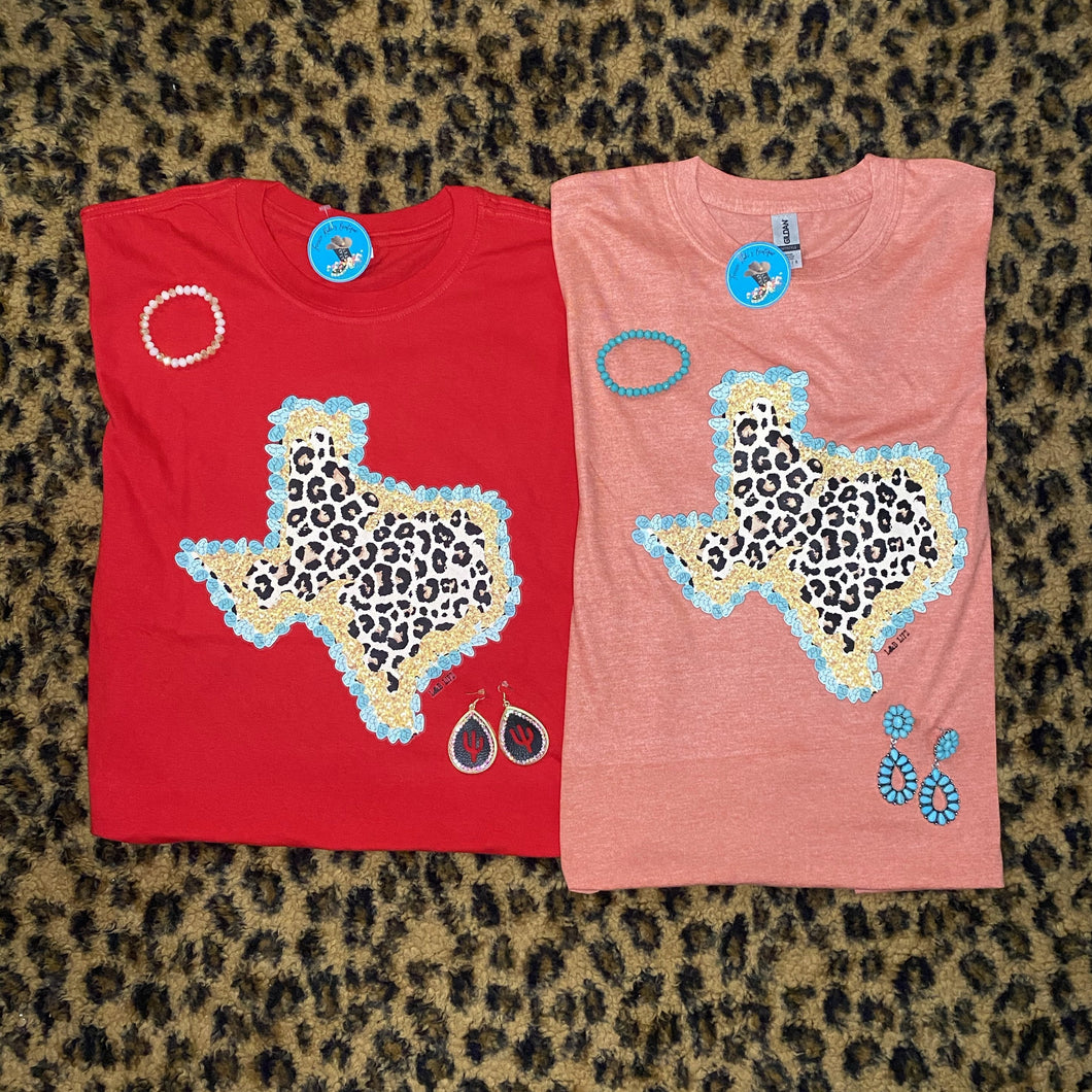 Texas With Leopard Print T-Shirt