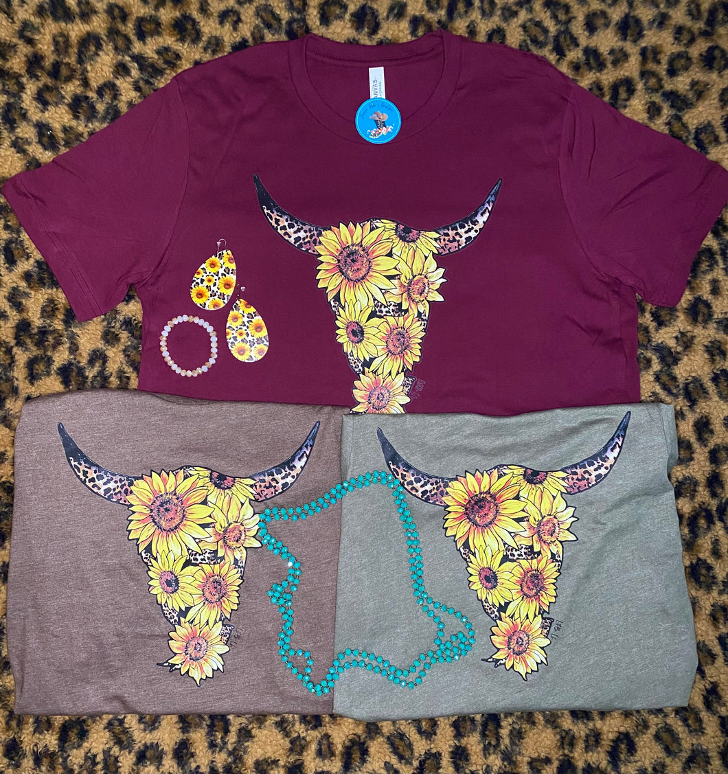 Sunflower Cow Skull T-Shirt