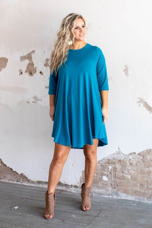 3/4 Sleeve Flutter Dress