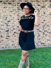 Load image into Gallery viewer, Black Tee Dress With Fringe
